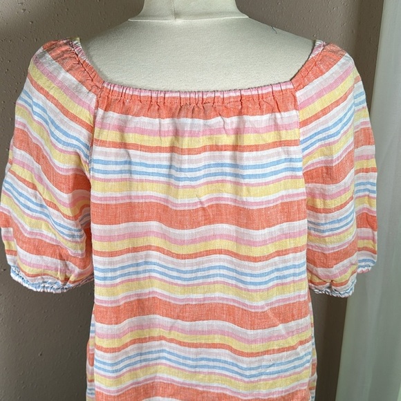 Talbots Plus Square Neck Linen Top Palm Stripe size 1X - Picture 12 of 16
